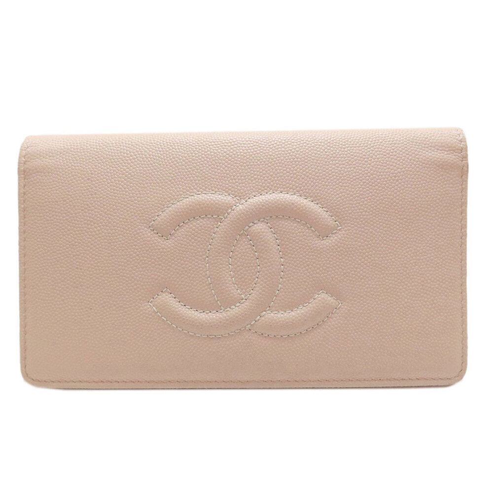 Chanel Coco Mark Gold Hardware Long Wallet Grained Calfskin Women's CHANEL